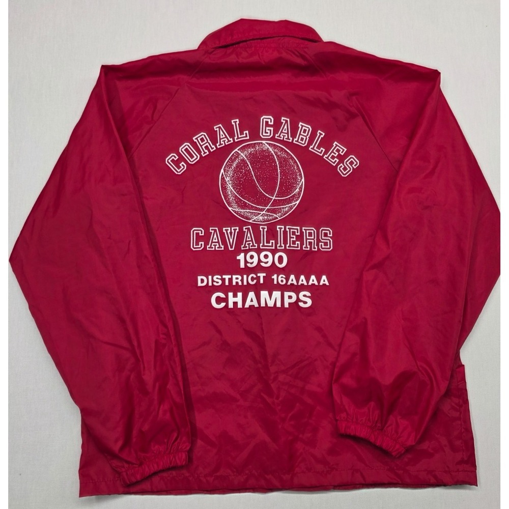 Auburn Sportswear Coaches Jacket Medium Red Coral Gables Cavaliers 1990 Champs